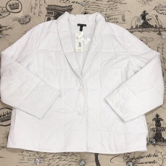 🎁 Eileen Fisher Shawl-Collar Quilted Jacket - Picture 8 of 10